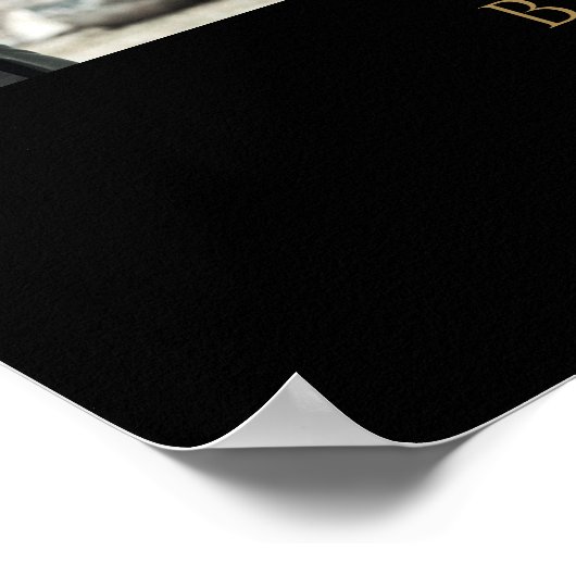 Eeuwige Bond: Elegant Zwart & Goud Bruiloft Welkom Poster (Hoek)