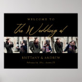 Eeuwige Bond: Elegant Zwart & Goud Bruiloft Welkom Poster (Voorkant)