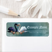 Eeuwige Bond, zwart-witte zwanen in liefde. Etiket (Insitu)