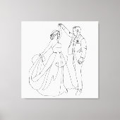 Eeuwige Dans – Minimalistische Trouw Lijnkunst Canvas Afdruk (Voorkant)