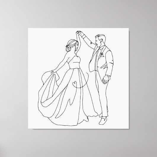 Eeuwige Dans – Minimalistische Trouw Lijnkunst Canvas Afdruk (Voorkant)