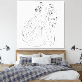 Eeuwige Dans – Minimalistische Trouw Lijnkunst Canvas Afdruk (Insitu (Slaapkamer))
