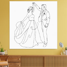 Eeuwige Dans – Minimalistische Trouwlijn Kunst Canvas Afdruk