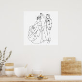 Eeuwige Dans – Minimalistische Trouwlijn Kunst Poster (Keuken)