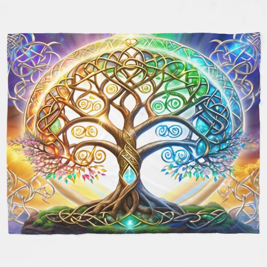 Eeuwige Diversiteit: De Boom van het Leven Keltisc Fleece Deken (Voorkant (Horizontaal))