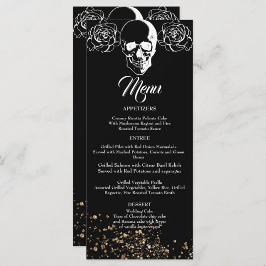 Eeuwige Elegantie Gotische Bruiloft Menu (Voorkant / Achterkant)