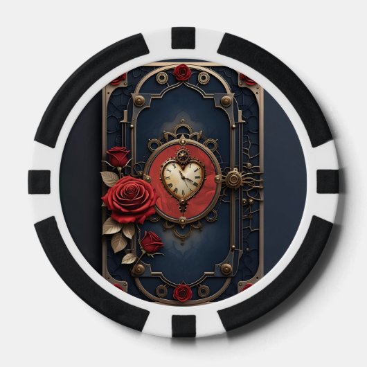 Eeuwige Elegantie – Hart van Klokwerk Poker Chips (Voorkant)