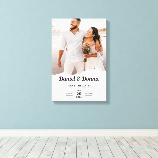 Eeuwige Elegantie: Onthulling van onze bruiloft ui Canvas Afdruk (Insitu (Houten vloer))