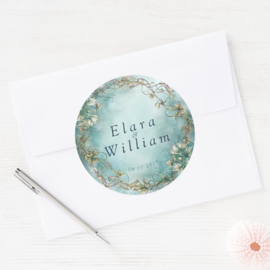 Eeuwige Elfen Bruiloft  Ronde Sticker (Envelop)