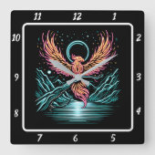 Eeuwige feniks over verre toppen vierkante klok (Voorkant)
