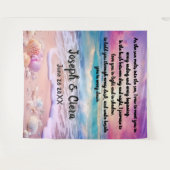 Eeuwige geloften aan zee – Strand bruiloft achterg Wandkleed (Voorkant (horizontaal))