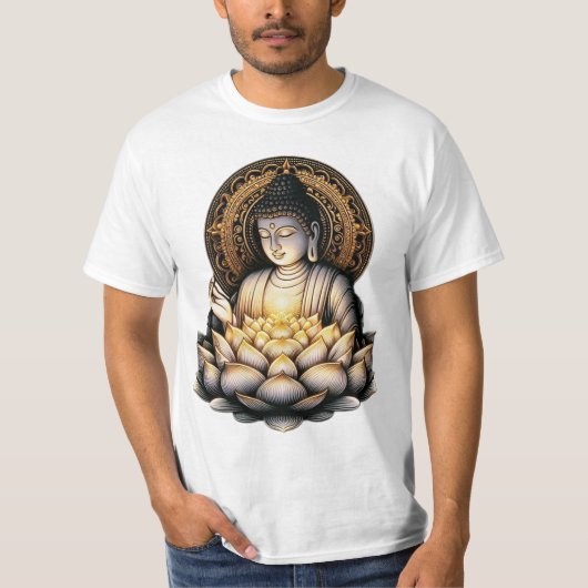 Eeuwige genade: Boeddha met heilige lotus T-shirt (Voorkant)