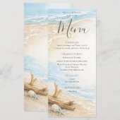 Eeuwige Getijden Kust Aquarel Strand Bruiloft Menu (Voorkant / Achterkant)