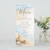 Eeuwige Getijden Kust Aquarel Strand Bruiloft Menu (Staand voorkant)