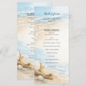 Eeuwige Getijden Kust Waterverf Strand Bruiloft Menu (Voorkant / Achterkant)