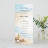 Eeuwige Getijden Kust Waterverf Strand Bruiloft Menu (Staand voorkant)
