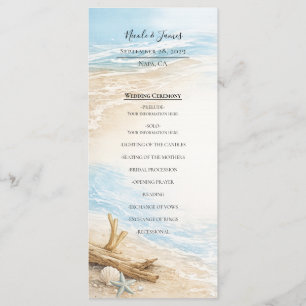 Eeuwige Getijden Kust Waterverf Strand Bruiloft Menu