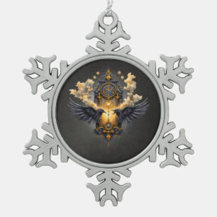 Eeuwige getuigen - klok van karmozijnrood lot. tin sneeuwvlok ornament