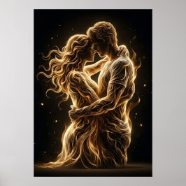 Eeuwige Gloed - Minimalistische Gouden Silhouet Ku Poster
