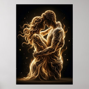 Eeuwige Gloed - Minimalistische Gouden Silhouet Ku Poster