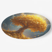 Eeuwige gouden geldboom papieren bordje (Gekanteld)