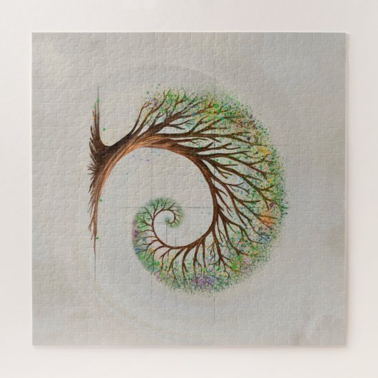 Eeuwige groei - Golden Ratio Spiraalboom Legpuzzel (Horizontaal)