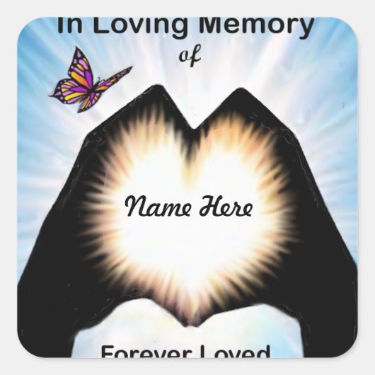 Eeuwige hand hart vierkante sticker (Voorkant)