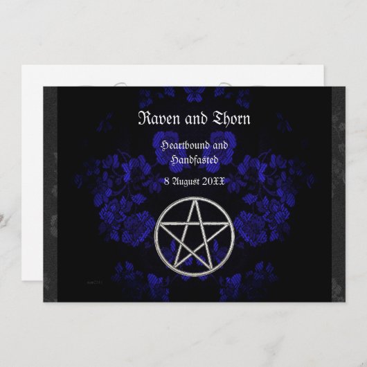 Eeuwige Handfasting/Huwelijk Pentagram Blauw Ste Kaart (Voorkant / Achterkant)