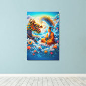 Eeuwige Harmonie: De Zegen van de Draak Canvas Afdruk (Insitu (Houten vloer))