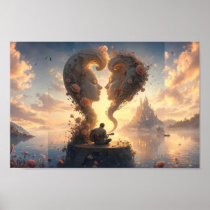Eeuwige harten bij zonsopgang Fantasy Poster