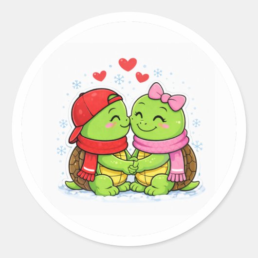 Eeuwige Kerstliefde Ronde Sticker (Voorkant)