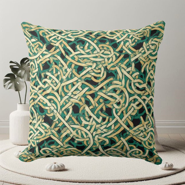 Eeuwige Knopen Keltische Erfgoed Sierkunst Groen Kussen (Eternal Knots Celtic Heritage Decorative Art Green Throw Pillow)