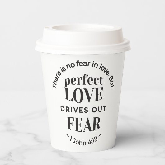 Eeuwige liefde - 1 Johannes 4:18 Schriftgedeelte K Papieren Bekers (Achterkant)