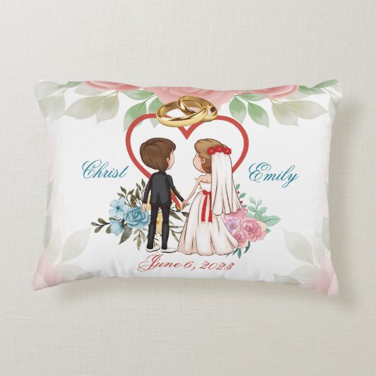 Eeuwige Liefde Bewaar de Datum Bruiloft Gepersonal Accent Kussen (Achterkant)