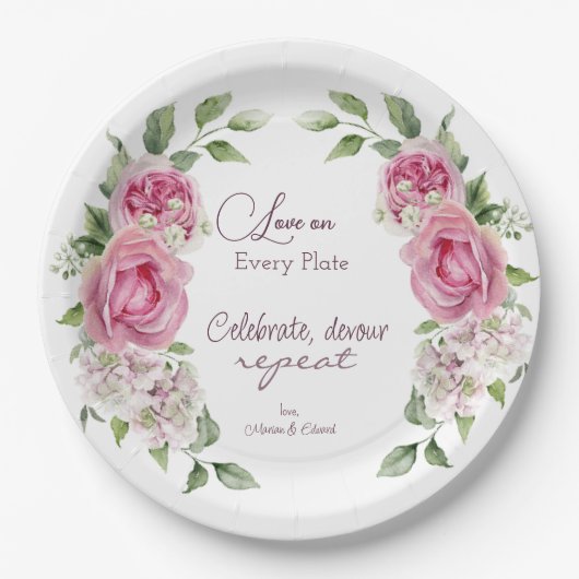 Eeuwige Liefde Bloeit Bruiloft Papier Bord (Voorkant)