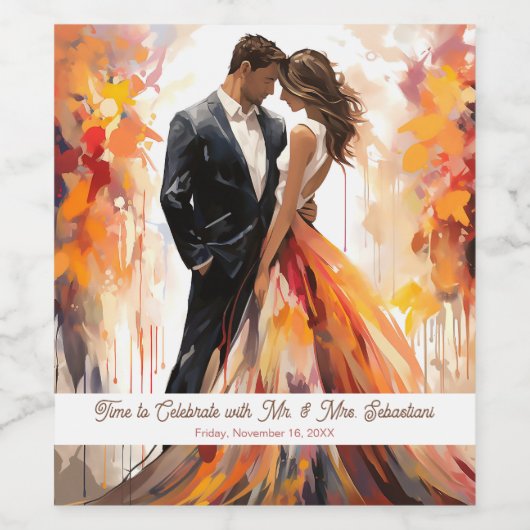 Eeuwige Liefde Bruid en bruidegom Wijn Etiket (Enkel label)