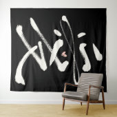 Eeuwige Liefde Chinese Kalligrafie Ai Roze Hart Wandkleed (In Situ (horizontaal))