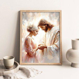 Eeuwige Liefde, Christelijke Kunst, Jezus en Vrouw Poster