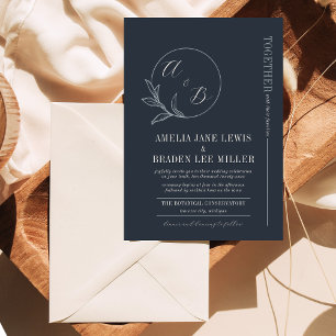 eeuwige liefde   Deep Blue Wreath Wedding Uitnodig Kaart