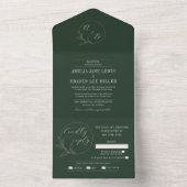 eeuwige liefde | Deep Green Wreath Wedding All In One Uitnodiging (Binnen)