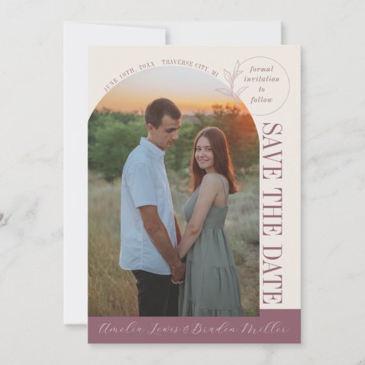 eeuwige liefde | Deep Mauve Arch | Save The Date (Voorkant)