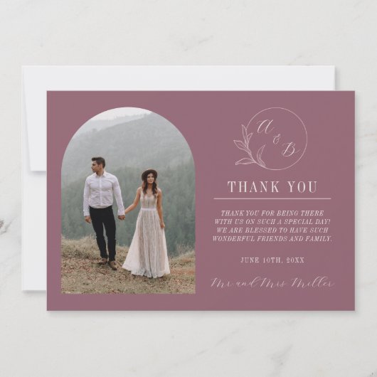 eeuwige liefde | Deep Mauve | Bruiloft Bedankkaart (Voorkant)