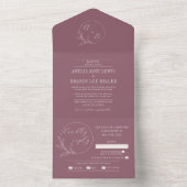 eeuwige liefde | Deep Mauve krans bruiloft All In One Uitnodiging (Binnen)