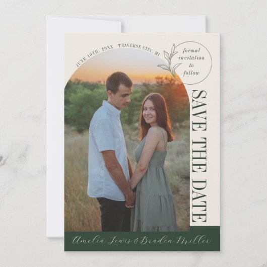 eeuwige liefde | diepgroene boog | save the date (Voorkant)