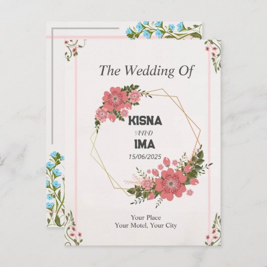 Eeuwige liefde: eenvoudige huwelijksuitnodiging briefkaart (Voorkant / Achterkant)