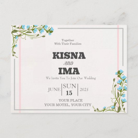 Eeuwige liefde: eenvoudige huwelijksuitnodiging briefkaart (Achterkant)