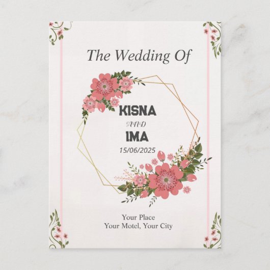 Eeuwige liefde: eenvoudige huwelijksuitnodiging briefkaart (Voorkant)