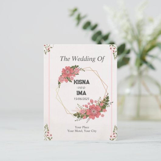 Eeuwige liefde: eenvoudige huwelijksuitnodiging briefkaart (Staand voorkant)