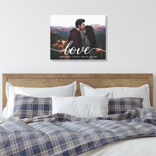 "Eeuwige Liefde" Gepersonaliseerde bruiloft Welkom Canvas Afdruk (Insitu (Slaapkamer))