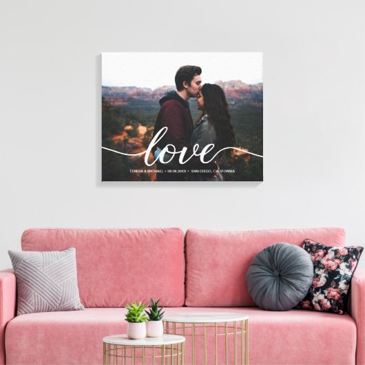 "Eeuwige Liefde" Gepersonaliseerde bruiloft Welkom Canvas Afdruk (Insitu (Woonkamer))